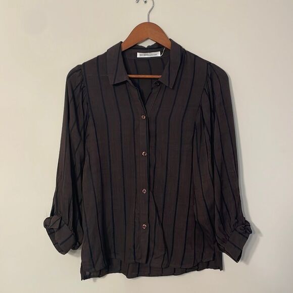 BCBGeneration Striped Puff Sleeve Top Size Small - Picture 4 of 9